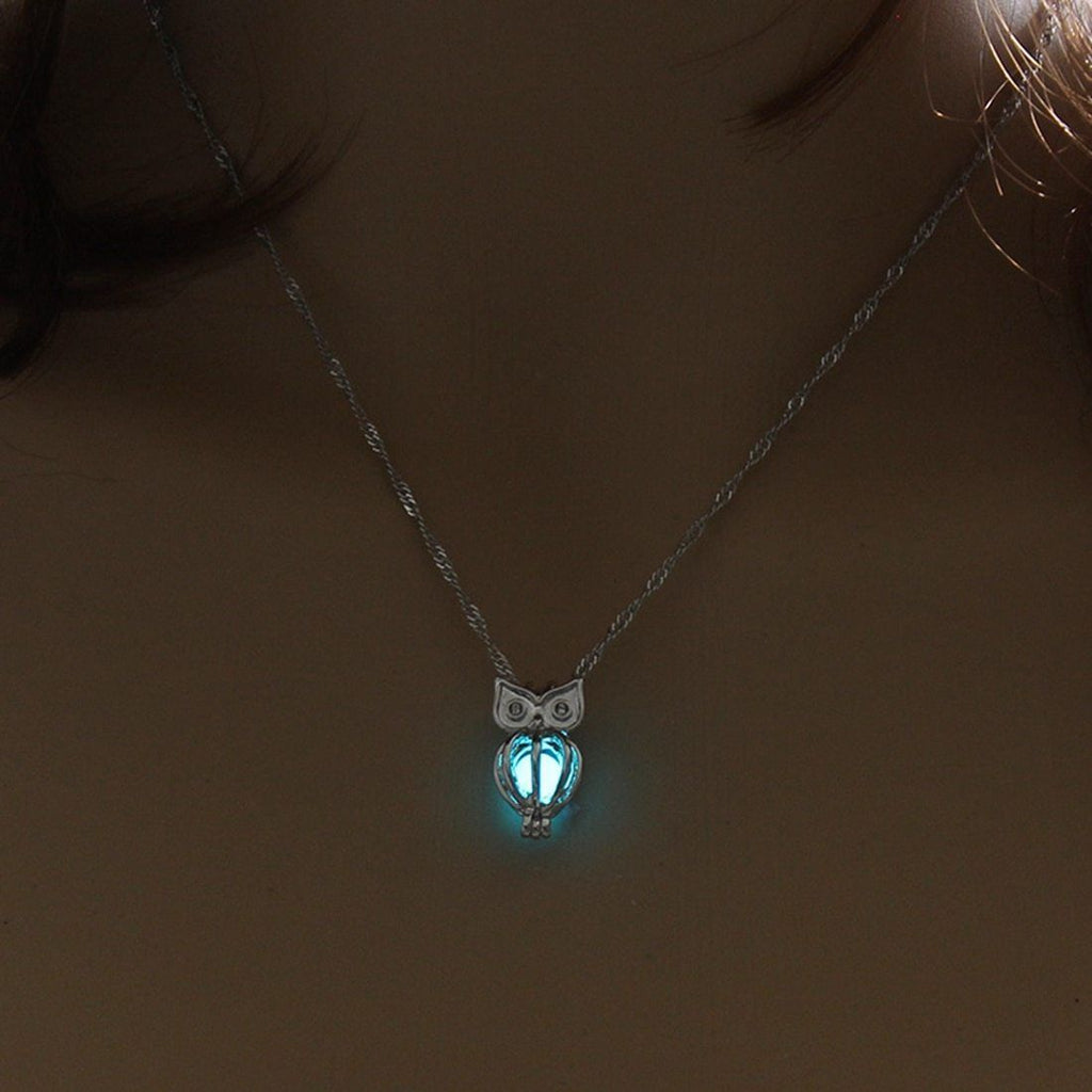 Owl Luminous Pendant Necklace Chain Necklaces YAKAMOZ Drop Ship Store