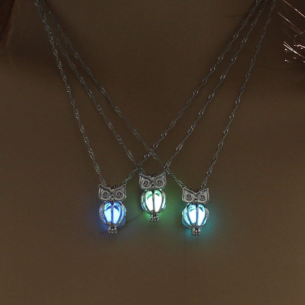 Owl Luminous Pendant Necklace Chain Necklaces YAKAMOZ Drop Ship Store