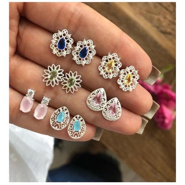 Personality Party Stud Earrings Set Stud Earrings KISSWIFE Official Store Silver113