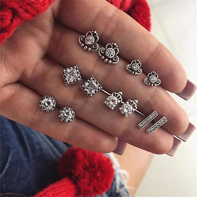 Personality Party Stud Earrings Set Stud Earrings KISSWIFE Official Store Silver17