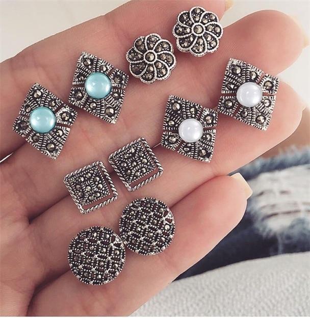 Personality Party Stud Earrings Set Stud Earrings KISSWIFE Official Store Silver19