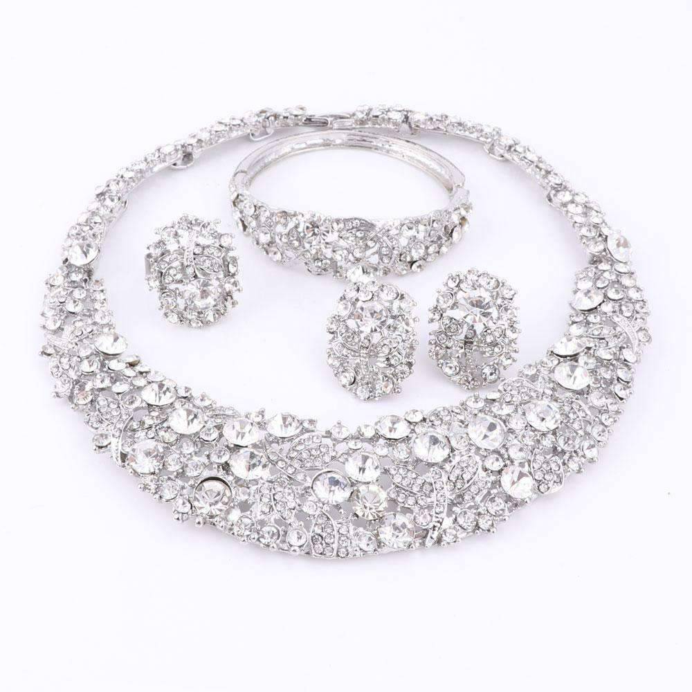 Plant Pattern Crystal Bridal Jewelry Sets For Women Bridal Jewelry Sets Carol Jewelry