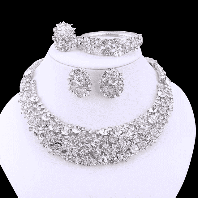 Plant Pattern Crystal Bridal Jewelry Sets For Women Bridal Jewelry Sets Carol Jewelry