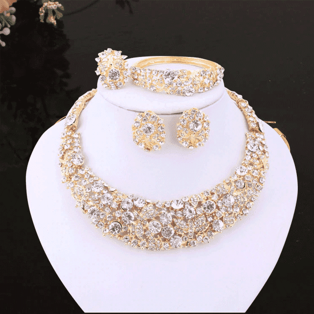 Plant Pattern Crystal Bridal Jewelry Sets For Women Bridal Jewelry Sets Carol Jewelry
