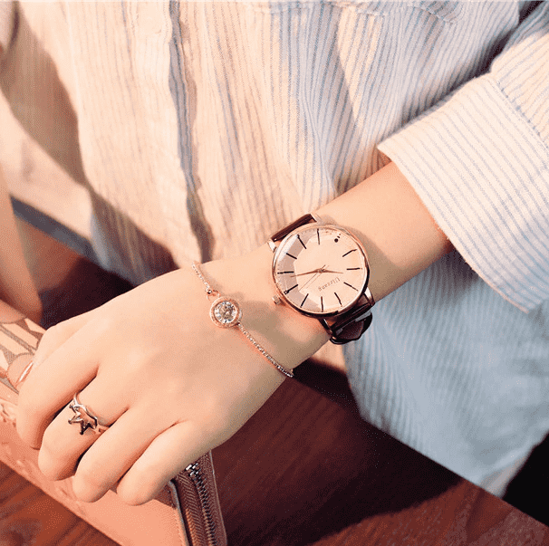 Polygonal Dial Leather Waterproof Bracelet Watch For Women Women's Watches WILLIAN TELL store pink glass brown