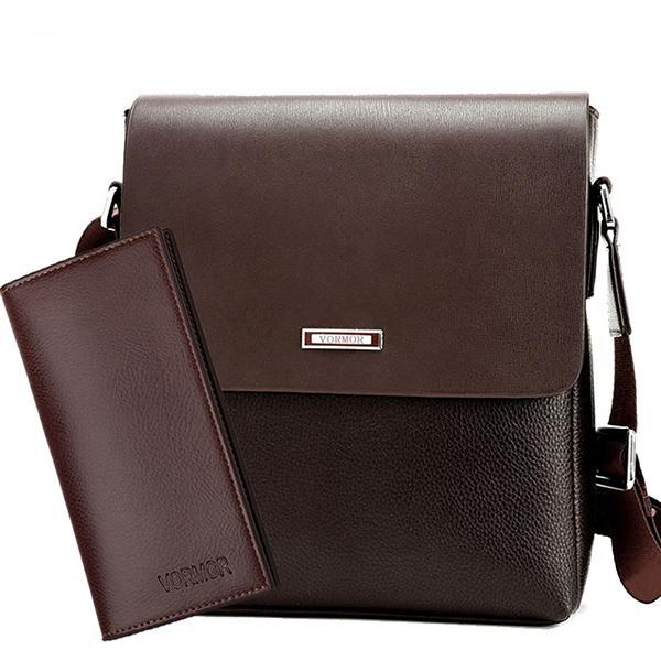 PU Leather Crossbody Bags for Men Crossbody Bags VORMOR Official Store Brown and wallet China