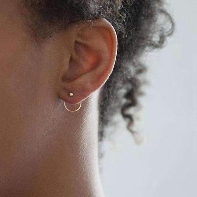 Punk Style Rounded Stud Earrings For Women With Push Back Stud Earrings H:HYDE SRjewelry Store M23373