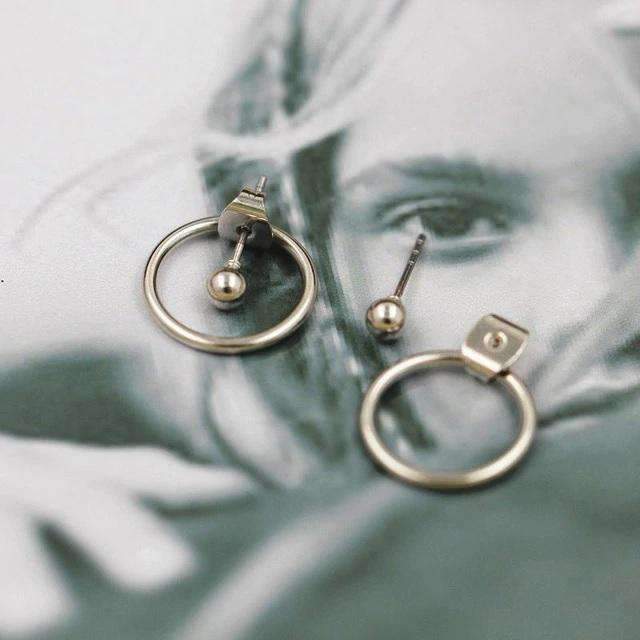 Punk Style Rounded Stud Earrings For Women With Push Back Stud Earrings H:HYDE SRjewelry Store M23374