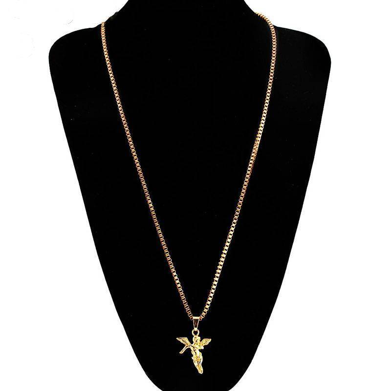 Pure Gold Color Angel Necklace for Men Pendant Necklaces subeads Store