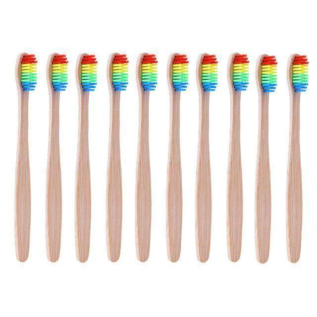 Rainbow Colored Bristle Wooden Toothbrush Oral Hygiene Product Toothbrushes iFashion Beauty 10pcs