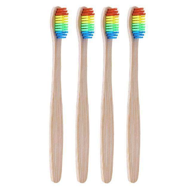 Rainbow Colored Bristle Wooden Toothbrush Oral Hygiene Product Toothbrushes iFashion Beauty 4pcs