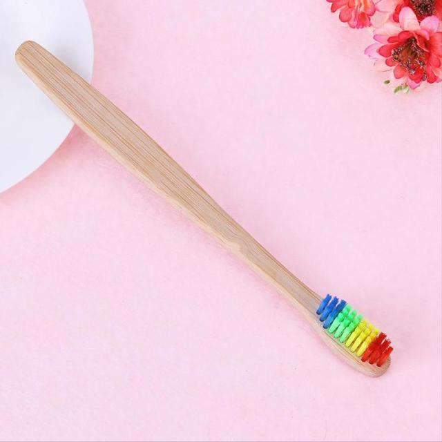Rainbow Colored Bristle Wooden Toothbrush Oral Hygiene Product Toothbrushes iFashion Beauty