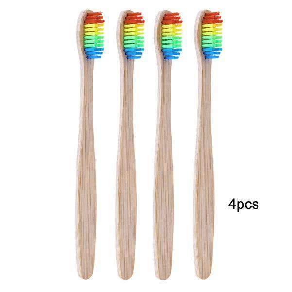 Rainbow Wooden Toothbrush Oral Hygiene Product For Children Toothbrushes be your gracefulness Store 4PCS rainbow