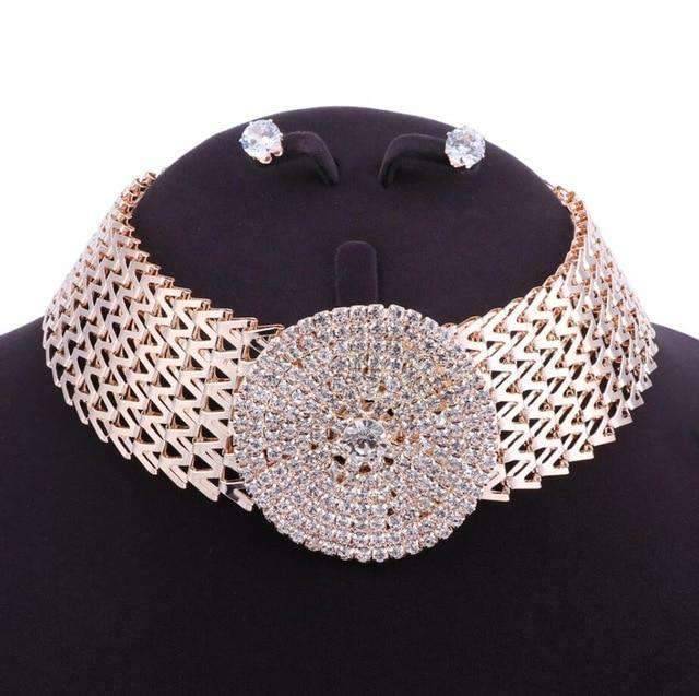Rhinestone Clear Crystal Bridal Jewelry Sets For Women Bridal Jewelry Sets Carol Jewelry Gold
