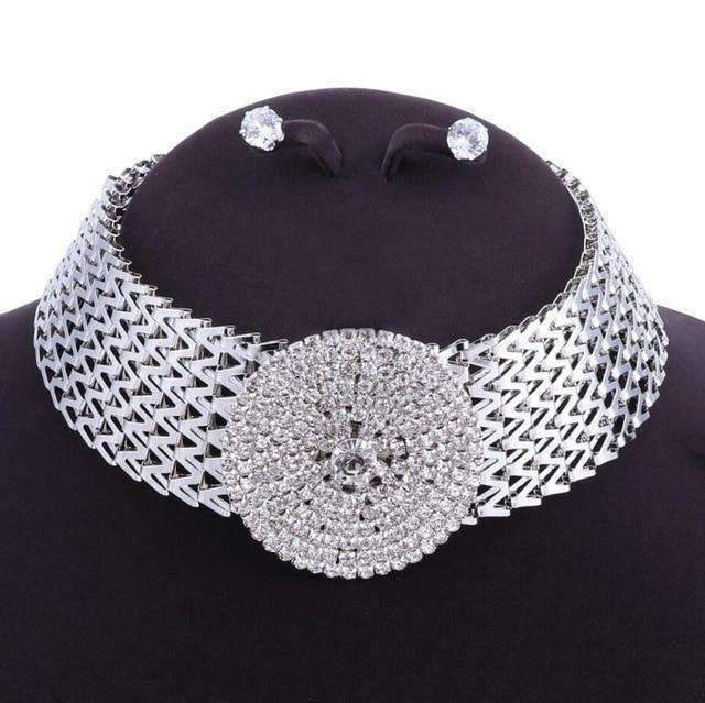 Rhinestone Clear Crystal Bridal Jewelry Sets For Women Bridal Jewelry Sets Carol Jewelry Silver
