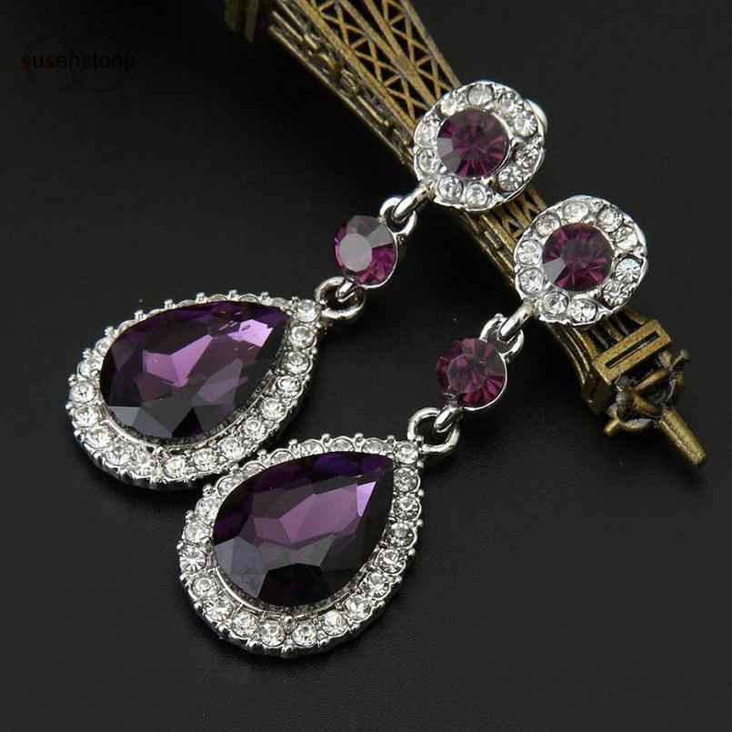 Rhinestone Style Dangle Earrings Drop Earrings Susenstone dropshipping Store Red