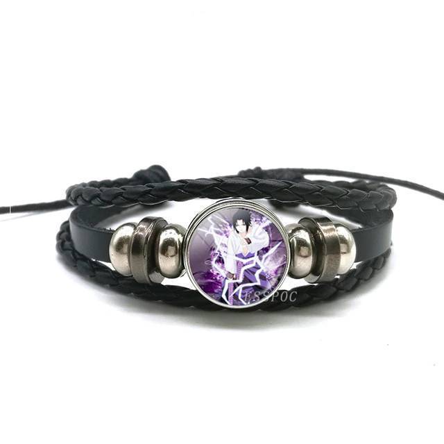 Rinnegan Eyes Uchiha Uzumaki Clan Logo Leather Bracelet Wrap Bracelets ESSPOC JEWELLRY Store