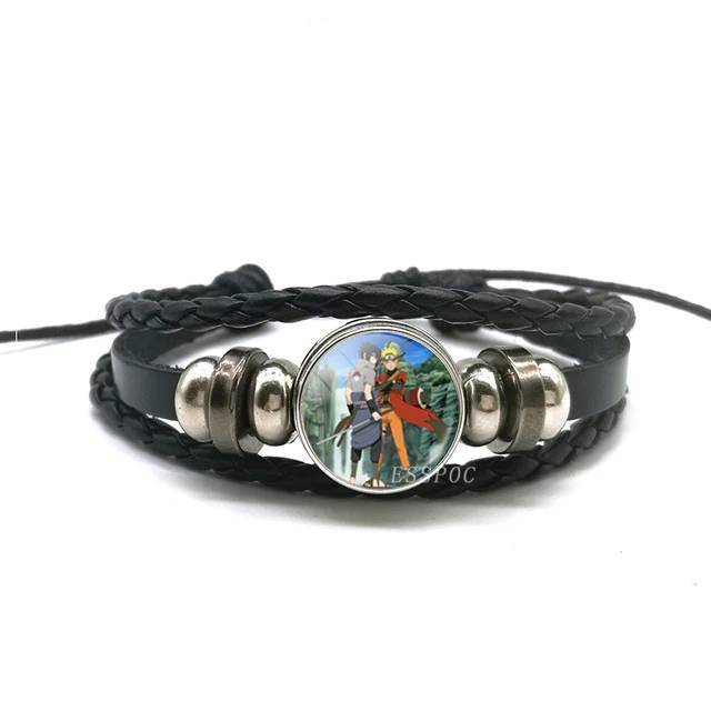 Rinnegan Eyes Uchiha Uzumaki Clan Logo Leather Bracelet Wrap Bracelets ESSPOC JEWELLRY Store
