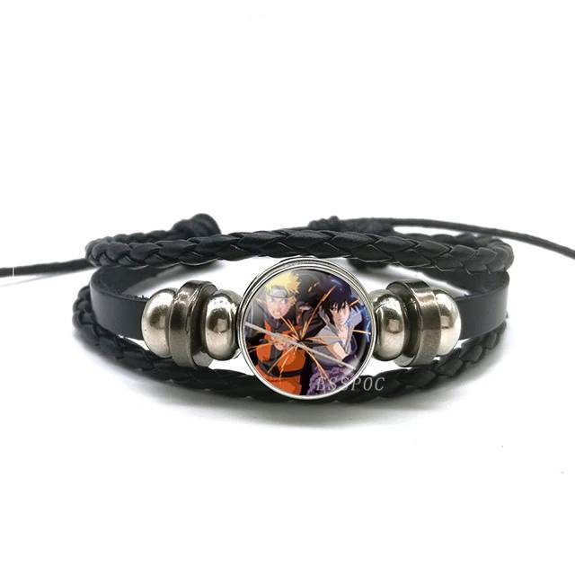 Rinnegan Eyes Uchiha Uzumaki Clan Logo Leather Bracelet Wrap Bracelets ESSPOC JEWELLRY Store