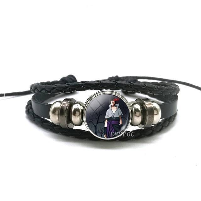Rinnegan Eyes Uchiha Uzumaki Clan Logo Leather Bracelet Wrap Bracelets ESSPOC JEWELLRY Store