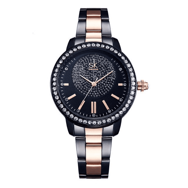 Rose Gold Crystal Luxury Waterproof Dress Watch For Women Women's Watches shengke Official Store 11K0075L02SK