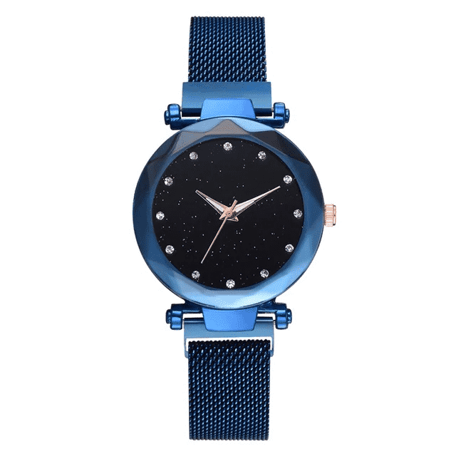 Rose Gold Mesh Magnet Buckle Casual Women’s Dress Watch Women's Watches 77 Fashion Blue