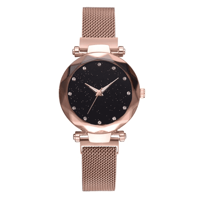 Rose Gold Mesh Magnet Buckle Casual Women’s Dress Watch Women's Watches 77 Fashion Rose