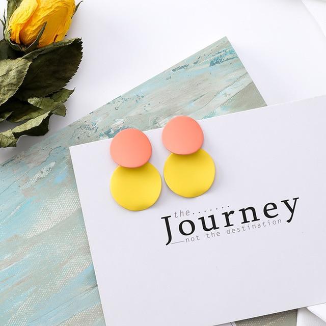 Round Metal Stud Earrings Stud Earrings wproduby Official Store juhong
