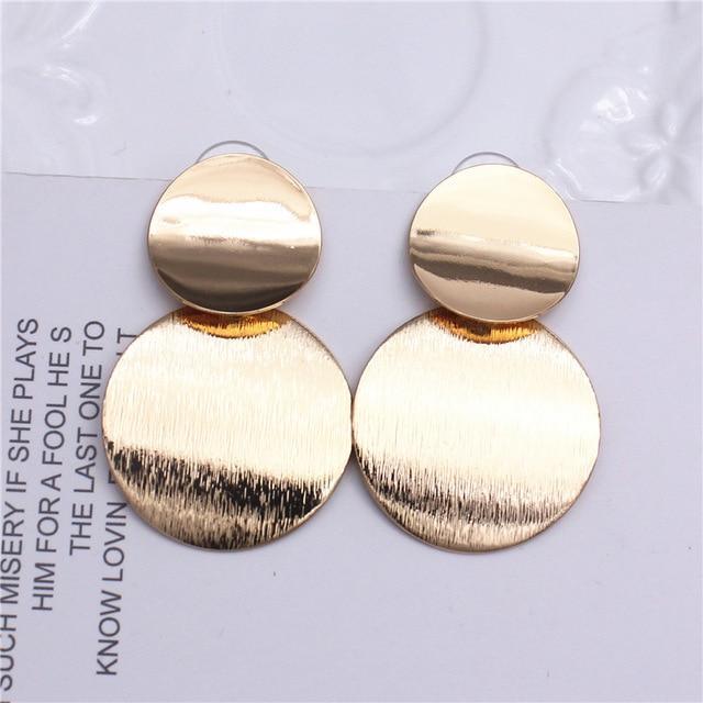 Round Metal Stud Earrings Stud Earrings wproduby Official Store LSgold gold