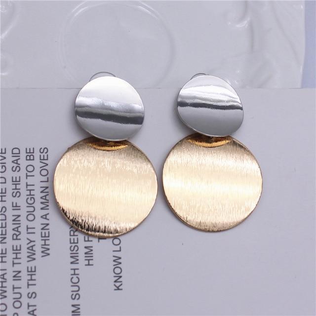 Round Metal Stud Earrings Stud Earrings wproduby Official Store LSsilver gold