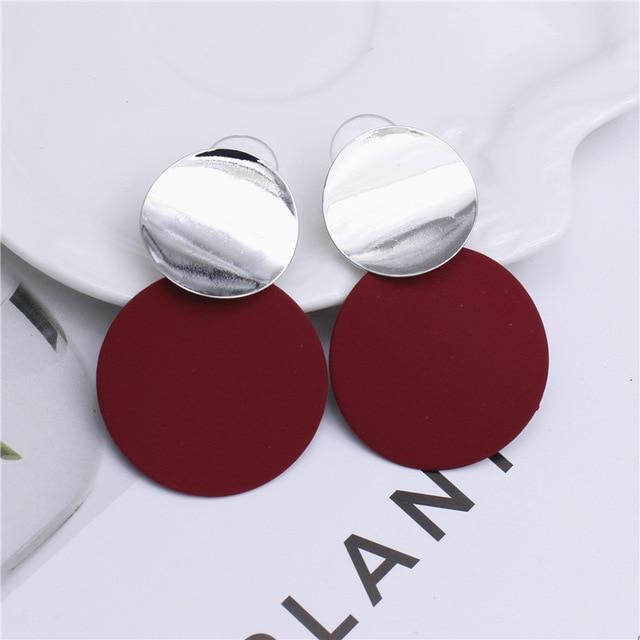 Round Metal Stud Earrings Stud Earrings wproduby Official Store silver red