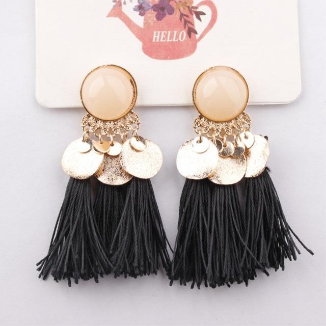 Round Resin Dangle Drop Earrings Drop Earrings Zoeber One Store Black Color