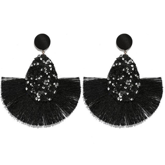 Round Resin Dangle Drop Earrings Drop Earrings Zoeber One Store black3