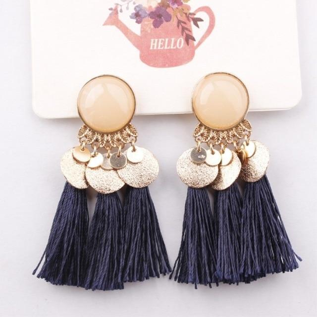 Round Resin Dangle Drop Earrings Drop Earrings Zoeber One Store Blue Color