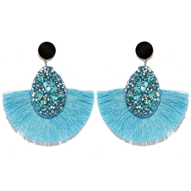 Round Resin Dangle Drop Earrings Drop Earrings Zoeber One Store lblue3