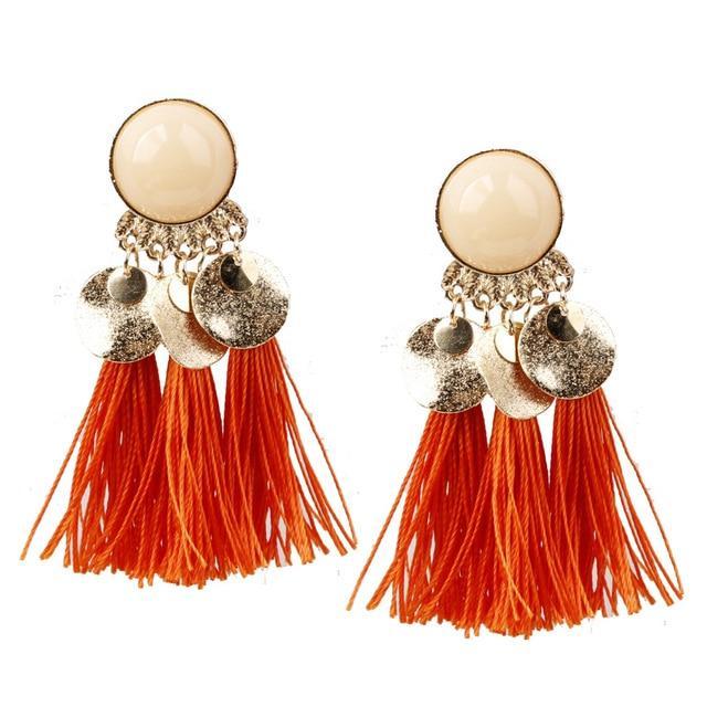 Round Resin Dangle Drop Earrings Drop Earrings Zoeber One Store orange red