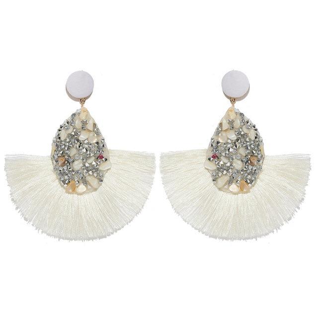 Round Resin Dangle Drop Earrings Drop Earrings Zoeber One Store white3