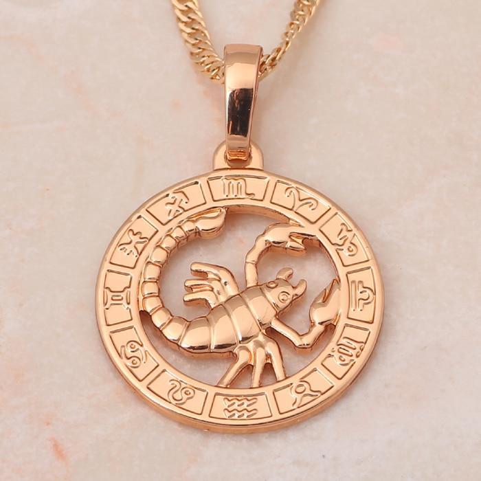Round Zodiac Golden Necklace Pendant Necklaces ROLILASON Official Store