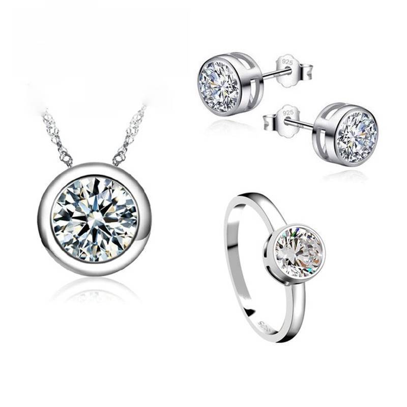 Shinny CZ Wedding Jewelry Sets Bridal Jewelry Sets JEXXI 925 Store Size Five Point Five