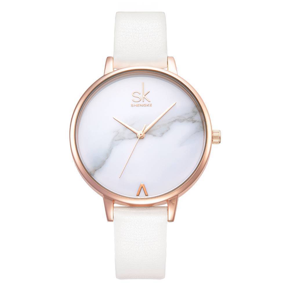Shock Resistant Leather Quartz Strap Watch Women's Watches shengke Official Store