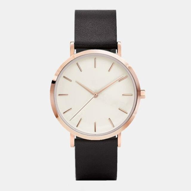 Shock ResistantSimple Fashion Quartz Wristwatch Women's Watches Yovone Store leather rose white
