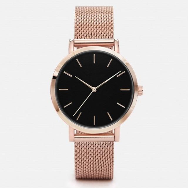 Shock ResistantSimple Fashion Quartz Wristwatch Women's Watches Yovone Store rose gold black