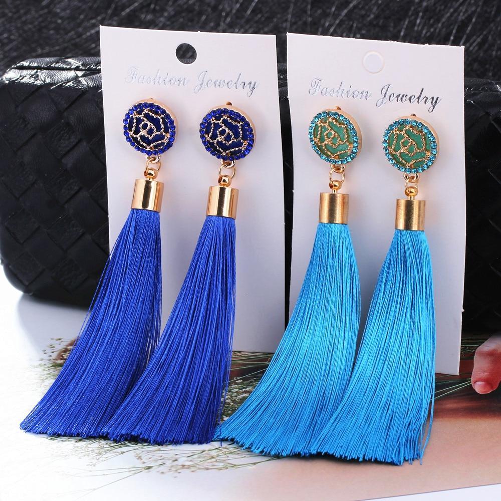 Silk Fabric Long Drop Earrings Drop Earrings HOCOLE Official Store