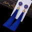 Silk Fabric Long Drop Earrings Drop Earrings HOCOLE Official Store blue