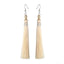 Silk Fabric Long Fringe Earrings Drop Earrings LOVBEAFAS Official Store Beige