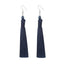 Silk Fabric Long Fringe Earrings Drop Earrings LOVBEAFAS Official Store Navy Blue