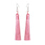 Silk Fabric Long Fringe Earrings Drop Earrings LOVBEAFAS Official Store Pink