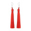Silk Fabric Long Fringe Earrings Drop Earrings LOVBEAFAS Official Store Red