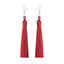 Silk Fabric Long Fringe Earrings Drop Earrings LOVBEAFAS Official Store Wine Red