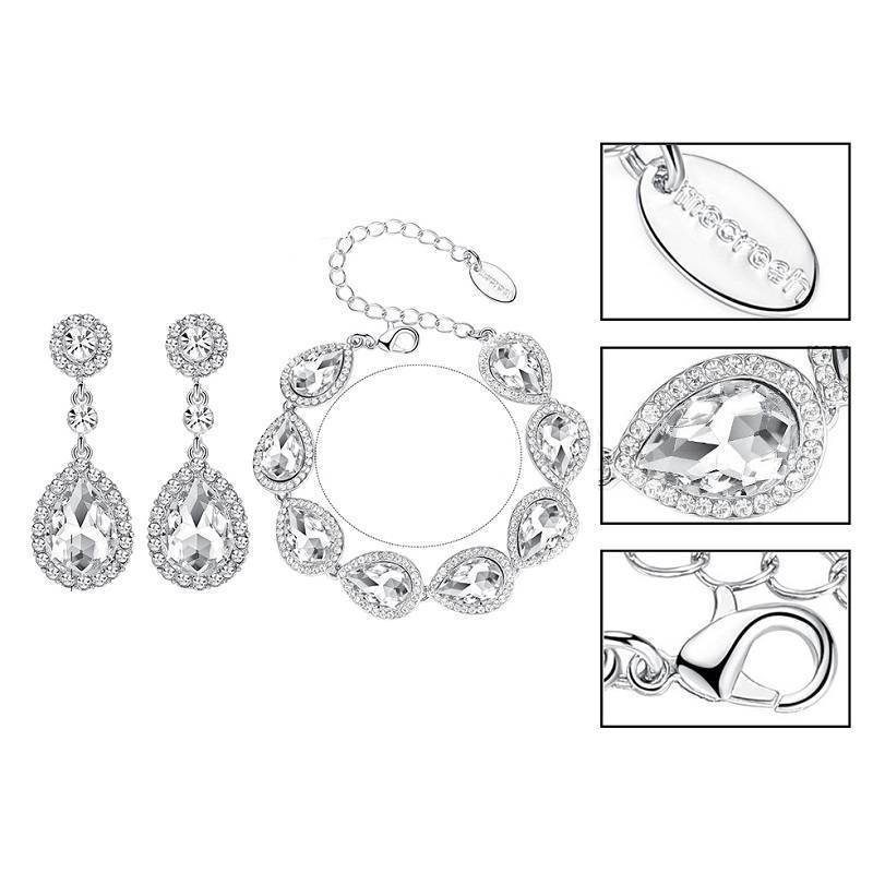 Silver Color Jewelry Sets with Teardrop Design Bridal Jewelry Sets mecresh Official Store